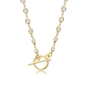 Collier chaîne de tennis CZ en argent sterling 925 avec fermoir à bascule bijoux turcs faits à la main en plaqué or pour les acheteurs en gros - Product Image 3