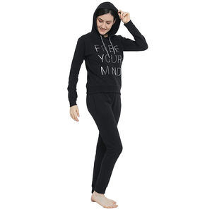 Ensemble de survêtement pour femme avec sweat à capuche à rayures latérales et pantalon de survêtement imprimé pour la saison d'hiver Survêtements confortables et respirants pour femmes - Product Image 3