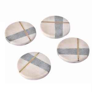 Juego de dos posavasos de porcelana con acabado esmaltado de aspecto elegante, forma redonda, para decoración de mesa de comedor, para tazas de café, cerveza, vino, para el hogar. - Product Image 4