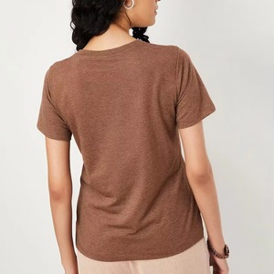 เสื้อยืดแขนสั้นสำหรับผู้หญิงเสื้อยืดคอวีแบบลำลองสำหรับฤดูใบไม้ผลิและฤดูร้อน - Product Image 4