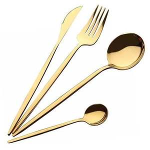 Juego de cubiertos de plata Juego de cubiertos de acero inoxidable Diseño único en color plateado Juego de cubiertos reales de calidad superior - Product Image 2