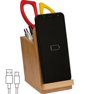 Caricatore Wireless in Bambù Personalizzato per Gadget USB Promozionali - Product Image 1