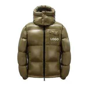 Plus Size Men Winter Shiny puffer Jacket Men Outdoor customized Quilted Hooded make your own logo and design Puffer Jacket Men