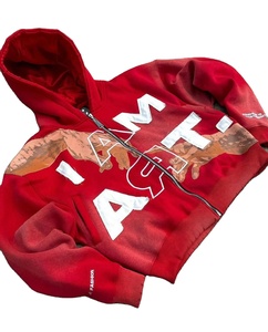 Patch brodé en détresse 400gsm lavé à l'acide personnalisé sweat à capuche pour hommes imprimé bouffée de soleil court strass lourd streetwear - Product Image 5