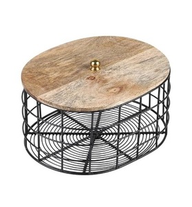 Panier en fil de fer et en bois à la mode idéal pour les maisons et les intérieurs scandinaves décoration vente chaude - Product Image 6