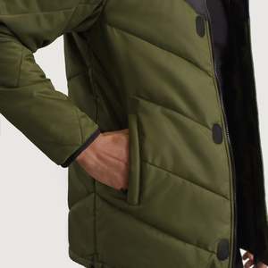 Luka Premium Canvas <b>Puffer</b> <b>Jacket</b> Black Green Hooded Street Wear with New Design Fashionable <b>Long</b> Length Breathable Winter Ready - Product Image 6