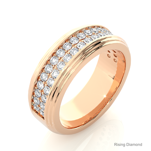 1.04 CTW Round Lab Grown Diamond Half Eternity Set CVD Wedding Band in <b>Rose</b> <b>Gold</b> for <b>Men</b> Anniversary Gift Band - Product Image 3
