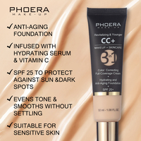 Fond de teint liquide PHOERA, crème correctrice de couleur, sérum anti-âge, fond de teint CC