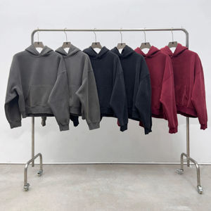 Sweat-shirts à capuche oversize pour hommes, personnalisables avec logo, à épaules tombantes, en molleton bouclette épais, style pull-over - Product Image 1