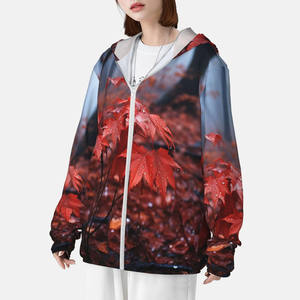 Sudadera con capucha de punto para mujer, con cremallera completa, estilo casual/urban/ombro caído, antiarrugas y transpirable - Product Image 1