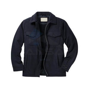 Mens <b>Wool</b> Blend <b>Quilted</b> Jacket with Satin Insulated Sleeves and Warm Sherpa Lined Interior for Winter Casual and Outdoor Wear - Product Image 1