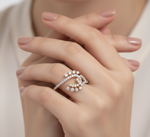 Luxury Gold Eye Shape Geometric Diamond Ring for Women Wedding <b>Jewelry</b> - Product Image 6