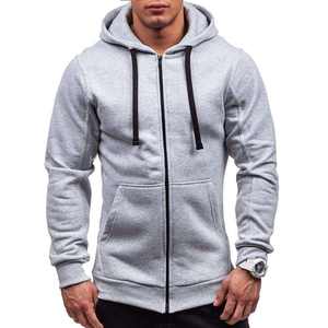 Sweat à capuche zippé personnalisé avec logo pour hommes grandes tailles, sweat-shirt d'hiver en couleurs classiques, 100% coton polyester - Product Image 5