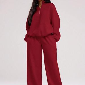 Conjunto Deportivo Personalizado para Mujer, Sudadera Holgada y Pantalones Anchos de Felpa Premium, Estilo Casual, Marca Privada OEM - Product Image 1