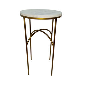 Mesa de centro de metal, mesa de centro de metal chapada en oro, tapa de mármol y tapa de madera - Product Image 4