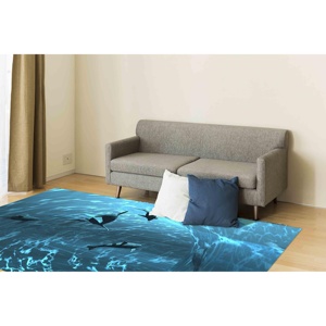 Tapis imprimé aquarium : paysage marin, poissons, design sous-marin, tapis en velours - Product Image 4