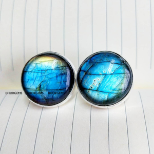 Plata de Ley 925 sólida, labradorita de Fuego Azul raro, Vintage gemelos de piedras preciosas, accesorios para traje, gemelos redondos hechos a mano, joyería - Product Image 3