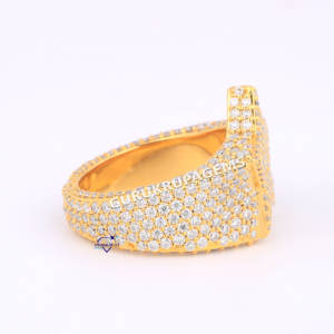 New Arrival Latest Design Hip Hop <b>Men</b> <b>Ring</b> 925 Sterling <b>Silver</b> Iced Out Round Cut Moissanite Diamond Star <b>Ring</b> - Product Image 4