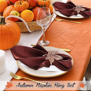 Anneaux de serviette en fonte en forme de feuille d'érable |   Lot de 12 porte-serviettes réutilisables en forme de citrouille pour la décoration de table d'automne, les mariages, les dîners et les réunions de famille - Product Image 6