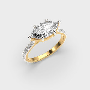 Bague en diamant léger pour mariages et fêtes avec Moissanite comme pierre principale - Product Image 2
