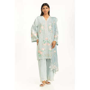 Traje Bordado Swiss Lawn Slub de 3 Piezas para Verano - IPSTD-44738 - Product Image 3