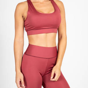 Vêtements de sport athlétiques, soutien-gorge de sport à col rond, leggings taille haute, pantalon, ensemble de yoga pour la salle de sport, entraînement, écologique, pour femmes - Product Image 5