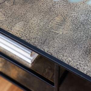 Table basse rectangulaire en métal haut de gamme de luxe Table centrale au design vintage avec double rangement pour table d'extrémité de canapé de salon - Product Image 2