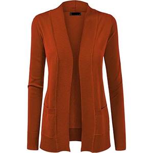 Vêtement pour femmes décontracté en gros, fabriqué sur mesure, automne-hiver, manches longues, col en V, devant ouvert, poches, nouvelle arrivée, coton/nylon plaqué - Product Image 3
