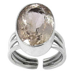 "Handmade Boho Geometric Platinum <b>Statement</b> <b>Ring</b> with Smoky Quartz for Women's Gift" - Product Image 3