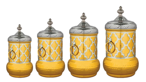 Juego de 5 Recipientes para Almacenamiento de Alimentos de Acero Inoxidable Dorado y Plateado, Utensilios de Cocina Árabes, Diseño Moderno, Presentes, Tapa Extraíble, Apto para Calentar - Product Image 3