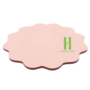 OEM Pink Lacquer <b>Placemat</b> Handpainted Lacquer Serving Tray Scalloped Tray Table Centerpieces Decoration Handmade From HNH Craft - Product Image 1