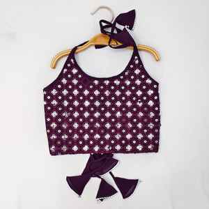 Shoryam Fashion Lehenga Choli pour enfants, de créateur, violet, longueur au sol, broderie miroir, tenue de fête et de cérémonie indienne pour filles - Product Image 2