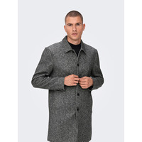Manteau long d'hiver en laine grise pour homme, élégant, formel et décontracté, col mandarin, bouton unique, respirant, écologique