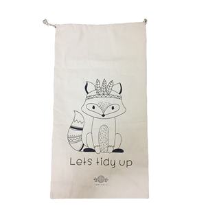 Sac à cordon moyen en coton avec logo personnalisé sérigraphié en soie pour la lessive et le shopping avec motif de lettres - Product Image 3