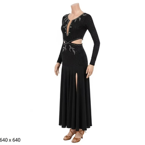 Ropa de actuación latina en relieve para adultos, tela elástica, traje de baile brillante, traje de competición de salón, Ropa de baile - Product Image 2