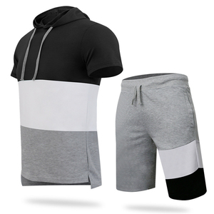 Men's Eco-Friendly 100% Cotton Twin Set Solid Color Summer Fitness Streetwear Short Sleeve T-Shirt & Shorts - Product Image 4
