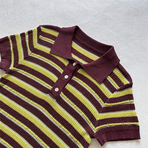 Primavera nueva moda de mujer Casual versátil rayas de punto POLO cuello de manga corta - Product Image 2