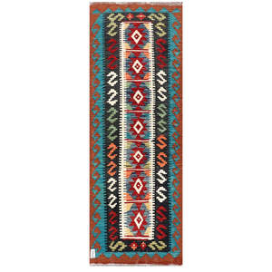 Alfombra Kilim de Maimana, Afganistán, 190 x 67 cm, Alfombras y Juegos de Alfombras - Product Image 1