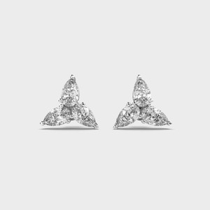 IGI Certified Lab Grown Diamond Pear Shape Cluster Stud <b>Earrings</b> <b>Solid</b> 925 Sterling <b>Silver</b> Three Stone Diamond Stud <b>Earrings</b> - Product Image 1