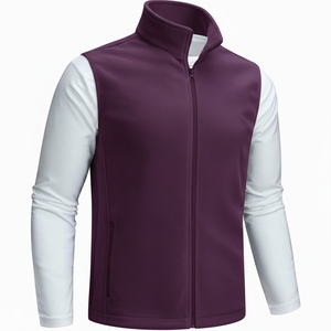 Collection Automne Hommes Veste sans manches à col montant avec fermeture éclair en polaire polyester Gilet de golf - Product Image 2