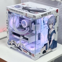 Boîtier d'ordinateur Mid-Tower personnalisé DIY Evangelion Ayanami Rei en métal, compatible avec système de refroidissement liquide 360, design 'Sea View Room', thème personnage d'anime