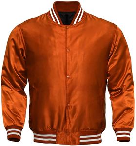 Chaqueta de satén de alta calidad OEM para hombre, chaqueta de invierno informal de lana Varsity Bomber Biker, manga raglán, cierre a presión, Letterman Work con capucha - Product Image 1