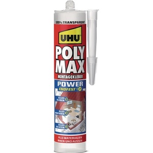 UHU POLY MAX POWER Scellant adhésif transparent 300g Cartouche Scellant haute performance Origine Pays-Bas -20-100C - Product Image 1