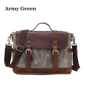 Vintage Style <b>Leather</b> Waxed Canvas <b>Men</b> Messenger <b>Bag</b> Waterproof Single Shoulder Crossbody <b>Bags</b> <b>for</b> <b>Men</b> CLB-0007 - Product Image 5