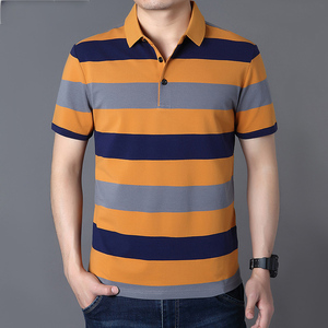 Camiseta Polo Ligera de Verano para Hombre, Diseño Personalizado con Logotipo OEM, Talla Grande, Casual, de Media Manga con Rayas - Product Image 1