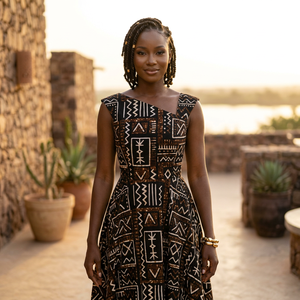 Robe en lin tricoté à la main pour femmes, respirante, brodée, épaules dénudées, style bohème romantique pour les mariages et les vacances - Product Image 3