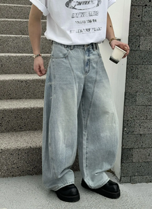 Nouveauté 2025 Jeans Chino pour homme, coupe décontractée ample, style coréen Hip Hop, jambe droite et large, en denim et toile de poids moyen, style Cowboy - Product Image 4