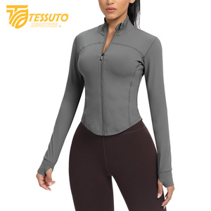 Women's Lightweight Long Sleeve UPF 50+ Hoodie Breathable Full Zip Winter Workout Sun Protection with <b>Stand</b> Collar - Product Image 3