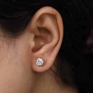 Pendientes Clásicos de Diamantes Cultivados en Laboratorio, Plata de Ley, Oro Rosa, Oro Blanco, Oro Amarillo, Chapados, 2.00 TCW, para Boda y Compromiso - Product Image 6