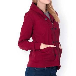 Sudadera con Capucha Roja Sólida para Mujer con Cierre y Estampado Personalizado, Ropa Casual de Invierno, Tejido de Felpa, Bolsillos Laterales - Product Image 3